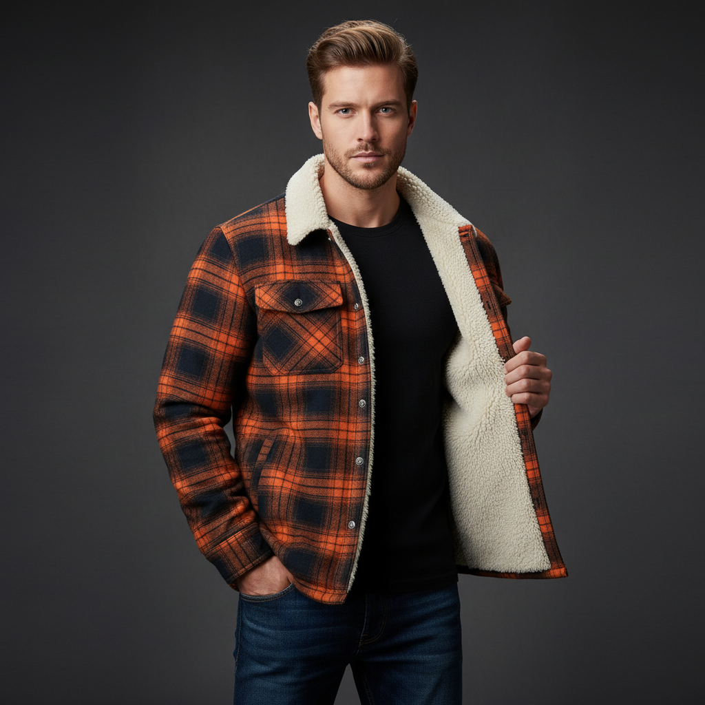 Jaqueta Xadrez Masculina Peluciada de Inverno
