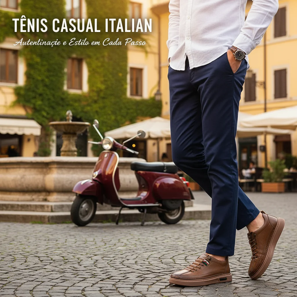 Tênis Ortopédico em Couro Legitimo Italian Lugan + Relógio de Brinde