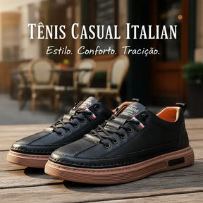 Tênis Ortopédico em Couro Legitimo Italian Lugan + Relógio de Brinde